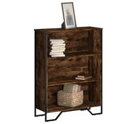 ULUYYUC Bibliothèque Chêne Fumé 80x31x106 cm Bois d'Ingénierie et Métal, Étagère 3 Niveaux Moderne pour Salon Bureau Chambre Rangement Livres Décor