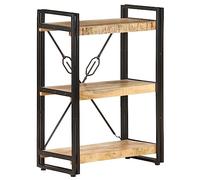 ULUYYUC Bibliothèque industrielle en bois massif 60 x 30 x 80 cm avec 3 étagères - Étagère étroite pour salon, bureau et décoration