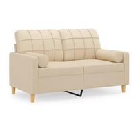 ULUYYUC Canapé 2 places avec coussins décoratifs, canapé rembourré moderne, 138 cm de large, cadre en métal stable, canapé confortable pour salon et bureau, housse en tissu respirant, crème