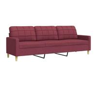 ULUYYUC Canapé 3 places Bordeaux 210 cm Largeur d'assise - Canapé rembourré moderne avec housse en tissu doux et structure en métal solide - Canapé confortable pour salon et bureau 226 x 77 x 80 cm