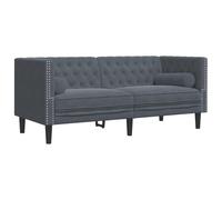 ULUYYUC Canapé Chesterfield 2 places en velours gris foncé, élégant canapé rembourré avec boutonnière et 2 rouleaux de nuque, canapé confortable de 174 cm de large pour salon et bureau, design stable