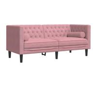 ULUYYUC Canapé Chesterfield 2 places en velours rose - Canapé rembourré avec boutonnière - 174 cm de large - Canapé en velours avec 2 traversins pour salon et salon - Fauteuil club classique
