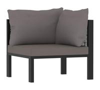 ULUYYUC Canapé d'angle avec accoudoir gauche - 68 x 68 x 64 cm - Anthracite - En polyrotin - Module d'angle d'extérieur pour balcon, jardin, terrasse - Meuble de salon peu encombrant avec coussins