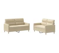 ULUYYUC Ensemble de canapé 2 pièces avec 4 coussins, canapé 2 places en tissu respirant, canapé rembourré moderne pour salon et bureau, cadre en métal et bois robuste, crème, 138 cm et 158 cm