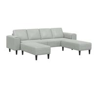 ULUYYUC Ensemble de canapés modernes 3 pièces pour salon avec 2 ottomans, canapé rembourré gris clair, housse en tissu 4 places, canapé d'angle 250 x 188 x 76 cm, pour des espaces de vie confortables