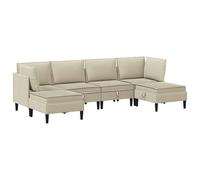 ULUYYUC Ensemble de salon 6 pièces en sable, canapé modulaire avec éléments d'angle, fauteuils centraux et tabourets, tissu d'ameublement moderne pour salon et invités, groupe de meubles rembourrés