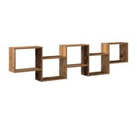 ULUYYUC Étagère murale flottante - 184 cm - Avec 5 compartiments - Aspect bois vieilli - Étagère murale moderne pour salon, chambre à coucher, couloir - Charge maximale : 60 kg