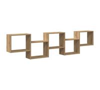 ULUYYUC Étagère murale flottante en chêne Artisan avec 5 compartiments en bois - 184 x 18 x 44 cm - Étagère suspendue moderne pour salon et chambre à coucher - Étagère cube à montage mural