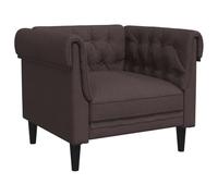 ULUYYUC Fauteuil Chesterfield en tissu marron foncé rembourré avec accoudoirs roulés Fauteuil club classique pour salon et salle de lecture 78,5 x 74,5 x 74,5 cm