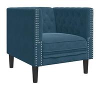 ULUYYUC Fauteuil Chesterfield en velours bleu - Élégant fauteuil rembourré avec piqûre à boutons et pieds en bois massif - Fauteuil club confortable pour salon et chambre à coucher - Charge maximale