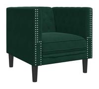 ULUYYUC Fauteuil Chesterfield en velours vert foncé - Élégant fauteuil de salon avec boutonnière - Fauteuil club pour salon et chambre à coucher - Fauteuil de cocktail rembourré avec pieds en bois