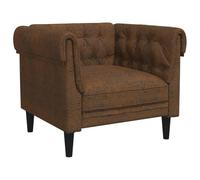 ULUYYUC Fauteuil Chesterfield marron rembourré en tissu - Fauteuil de relaxation classique pour salon et bureau - Fauteuil simple confortable jusqu'à 110 kg - 78,5 x 74,5 x 74,5 cm
