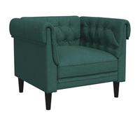 ULUYYUC Fauteuil Chesterfield rembourré en tissu vert foncé avec pieds en bois pour salon, chambre à coucher, 78,5 x 74,5 x 74,5 cm, design rétro classique
