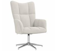 ULUYYUC Fauteuil de relaxation pivotant en velours - Blanc crème - 62 x 68 | Chaise rembourrée moderne avec fonction pivotante à 360 degrés et design matelassé pour des heures de lecture confortables