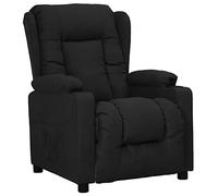 ULUYYUC Fauteuil relax en tissu noir, fauteuil TV avec fonction allongée | Fauteuil rembourré avec 2 porte-gobelets et dossier réglable pour le salon ou le home cinéma.