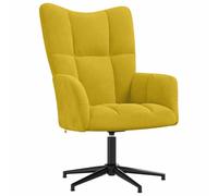 ULUYYUC Fauteuil relax en velours jaune moutarde - Fauteuil rembourré | Fauteuil rembourré moderne avec design matelassé et fonction de rotation à 360 degrés pour des heures de lecture confortables