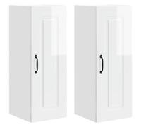 ULUYYUC Kalmar - Lot de 2 armoires de cuisine - Blanc brillant - 30 x 31 x 80 cm - En bois - Design moderne - Grand espace de rangement - Max 120 kg - Pour cuisine simple, petite cuisine et