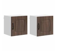 ULUYYUC Kalmar Lot de 2 armoires de cuisine en chêne marron 40 x 31 x 40 cm - Solution de rangement massive - Montage mural pour cuisine simple, petite cuisine, loft appartement