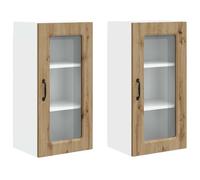 ULUYYUC Kalmar - Lot de 2 armoires murales - Chêne artisanal - 40 x 31 x 80 cm - En bois massif - Beaucoup d'espace de rangement - Aspect moderne - Pour petite cuisine simple et salle à manger