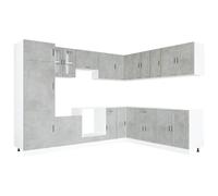 ULUYYUC Lot de 14 blocs de cuisine Porto gris béton - En bois - 80 x 46 x 81,5 cm - Design moderne - Pour petites cuisines - Coin de cuisine avec meuble bas d'angle - Meuble suspendu pour four et