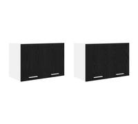 ULUYYUC Lot de 2 armoires de cuisine modernes - Chêne noir et blanc - 60 x 31 x 40 cm - Matériau du bois - Forte capacité de charge : 120 kg - Design moderne - Pour cuisine, salon, salle à manger