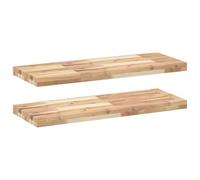 ULUYYUC Lot de 2 étagères flottantes en bois d'acacia massif non traité - 100 x 30 x 4 cm - Étagère murale rustique pour salon, chambre à coucher et cuisine - Étagère murale massive pour design DIY