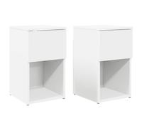ULUYYUC Lot de 2 tables de chevet blanches - 29 x 31,5 x 49 cm - En bois - Console de chevet moderne et table d'appoint pour chambre à coucher et salon - Armoire de lit étroite avec étagère
