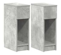 ULUYYUC Lot de 2 tables de chevet - Gris béton - 20 x 36 x 60 cm - Console de chevet étroite avec tiroir et compartiment de rangement - Table d'appoint peu encombrante en bois pour chambre à coucher