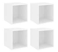 ULUYYUC Lot de 4 armoires murales blanches modernes - 37 x 37 x 37 cm - En bois - Armoire flottante carrée pour salon et couloir - Étagère murale à montage mural