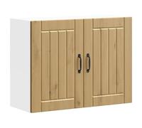 ULUYYUC Lucca Armoire de cuisine suspendue 80 x 31 x 60 cm Bois de chêne artisanal avec portes en verre Grande solution de rangement Armoire murale moderne pour petite cuisine simple et salle à manger