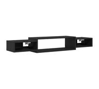 ULUYYUC Meuble TV suspendu - Meuble TV bas - Chêne noir - 140 x 28 x 21 cm - Étagère murale flottante avec 3 compartiments - Console multimédia en bois pour salon et bureau