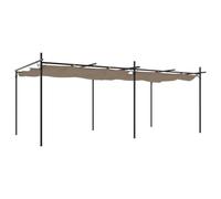 ULUYYUC Pergola avec toit ouvrant - Toit de terrasse - Taupe - 589 x 292 cm | Pare-soleil flexible pour jardin et terrasse : toit en tissu réglable avec revêtement PA sur cadre en métal robuste.