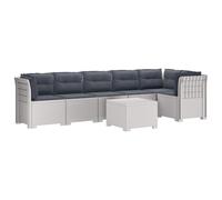 ULUYYUC Salon de jardin 6 places avec coussins en polypropylène aspect | Ensemble de meubles de balcon 7 pièces résistant aux intempéries en polypropylène pour terrasse, jardin d'hiver et véranda