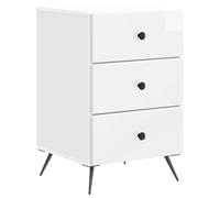 ULUYYUC Table de chevet blanche brillante - 43 x 41 x 66,5 cm - En bois - Table de chevet moderne avec 3 tiroirs - Table d'appoint pour chambre à coucher et salon - Commode avec espace de rangement