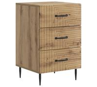 ULUYYUC Table de chevet en chêne Artisan 43 x 41 x 66,5 cm Table de chevet en bois avec 3 tiroirs Petite commode pour chambre à coucher et salon