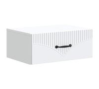 ULUYYUC Table de chevet murale blanche - 49 x 34,5 x 20 cm - Table de chevet flottante en bois - Console de chevet suspendue avec tiroir et compartiment ouvert pour chambre à coucher