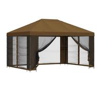 ULUYYUC Tonnelle de jardin avec 4 panneaux latéraux, 4 x 3 m, taupe | Distributeur d'ombre généreux pour terrasse et cour avec construction en acier solide et parois intérieures en maille foncée.