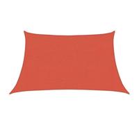 ULUYYUC Voile d'ombrage trapézoïdale - 3/4 x 2 m - Rouge terre cuite - En polyéthylène haute densité - Perméable au vent - Pour jardin, terrasse, balcon et aire de jeux, 4 cordes en polyéthylène - 160