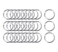ULWSY Anneaux de reliure à feuilles mobiles, paquet de 30 reliure à ressort en argent nickelé à ouverture de 35 mm pour livrets, porte-clés, fichier de cartes