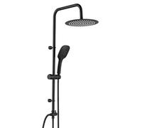 Ulytid Colonne de Douche Hydromassante Noir sans Mitigeur, Ensemble de Douche Mural en Acier Inoxydable, Muraux Réglables 35-54cm, avec Douche de tête Ronde de 25 cm, Douchette à main 3 Types d'eau