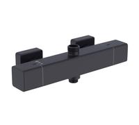 Ulytid Mitigeur Douche Thermostatique 2 Sorties, Noir Mat Mural Carrée | Sortie supérieure 3/4" + inférieure 1/2", cartouche céramique, sécurité 38°C