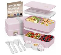Umami Bento Lunch Box, Couverts & 2 Pots à Sauce Inclus, Boîte à Lunch Étanche, Lunchbox Adulte, Micro-Ondable Boîte Repas Compartimentée, Rose Kawaii, 1200 ml