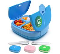 Umami Boîte à lunch pour enfants avec couverts,étanche,durable,style Bento,3 grands compartiments,portions idéales pour les enfants de 3 à 9 ans,sans BPA,va au micro-ondes et au lave-vaisselle