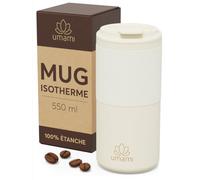 Umami Mug Isotherme Cafe/The, Acier Inoxydable, 100% Étanche Crème