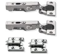 UMAXO Lot de 2 charnières de meuble avec amortisseur réglable et plaques de montage, Métal, Transitionnelle, Revêtement en poudre, Largeur 40 mm