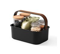 Umbra Bellwood Boîte de Rangement empilable avec séparateurs Amovibles, Plastique, Noir/Noyer, Taille M, 28 x 17 cm
