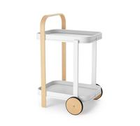 Umbra Bellwood Desserte à roulettes et Table d'appoint avec 2 étages et Plateaux Amovibles, Blanc/Naturel