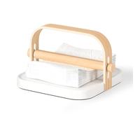 Umbra Bellwood Porte-serviettes, Avec Poignée, Antidérapant, Blanc/Naturel | Base lestée, cheville en bois, table à manger, plastique recyclé