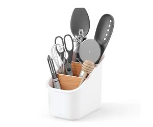 Umbra Bellwood Porte-ustensiles de cuisine avec 3 compartiments amovibles Blanc/naturel