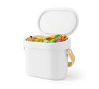 Umbra Bellwood Poubelle Bac à Compost sans BPA, 4L, Blanc/Naturel | Poignée amovible, système retenue sac caché, montage adhésif inclus, compatible lave-vaisselle, Plastique recyclé